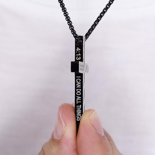 Cross Necklace for Men Christmas Gift Cross Pendant Strength Bible Verse Stainless Steel Necklaces - style: US-Flag cross necklace