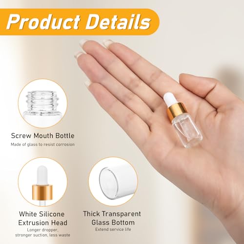 20 Pack 3ml Mini Dropper Bottle for Cuticle Oil - size: 3ml