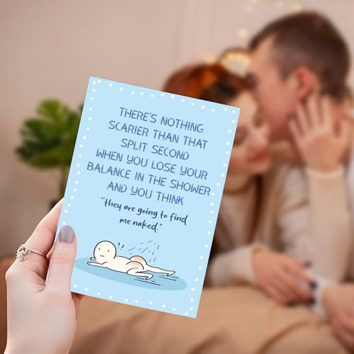 Funny Sarcastic Friendship Birthday Card for Bistie Friend, Humorous Just Because Card for Her Him, Relatable Shower Slip Meme Greeting Card - color: #1