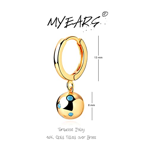 MYEARS Women Earrings Gold Huggie Hoop Dangle Drop 14K Gold Plated Small Simple Hypoallergenic Everyday Jewelry - style: Ball