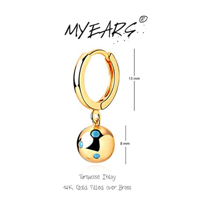 MYEARS Women Earrings Gold Huggie Hoop Dangle Drop 14K Gold Plated Small Simple Hypoallergenic Everyday Jewelry - style: Ball