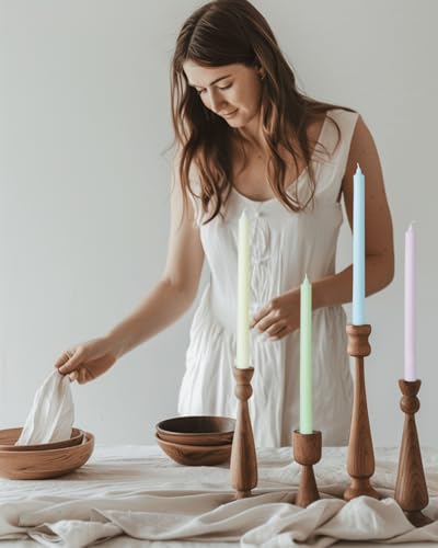 Purple Taper Candles 10.5 inch Driples Pink Tapered Candles Ideal as Dinner Candle Smokeless and Unscented Candlesticks Long Burning,Set of 12 - color: Ribbed10.5''-Purple pink