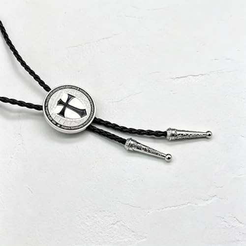 Fashionable Cross Bolo Tie Multi-Color Cross Shield Necktie - color: Black