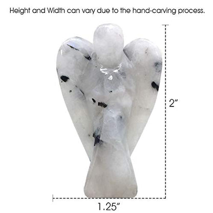 Nelson Creations 2 Inch White Rainbow Moonstone Guardian Angel Figurine - color: White Rainbow Moonstone