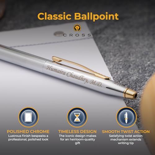 Cross Classic Century Personalized Ballpoint Pen, Chrome with 23K Gold Trim