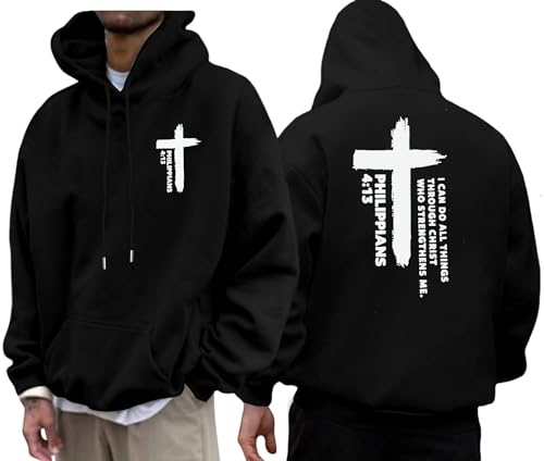 Christian Hoodies for Men Religious Faith Jesus Hoodie - color: Black, size: Small