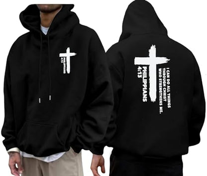 Christian Hoodies for Men Religious Faith Jesus Hoodie - color: Black, size: Small