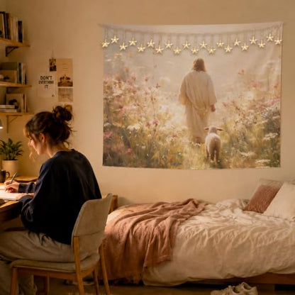 MOLYUB Christian Jesus and Lamb Tapestry for Church Room Bedroom 50x60 - color: Jesus in Light