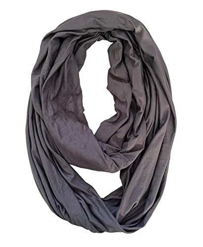 Lina & Lily Premium Modal Jersey Knit Women's Infinity Scarf Loop Lightweight - color: Dark Gray
