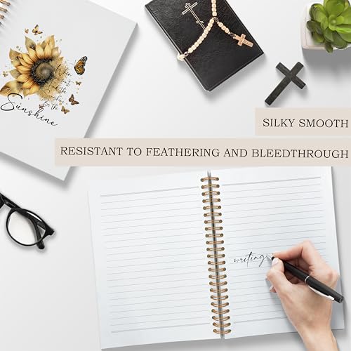Poecinvi Sunflower Inspirational Spiral Notebook, Inspirational Gifts for Women, Be the Sunshine Notebook, Sunflower Butterfly Journal, Motivational Gifts for Women, 5.5x8.3 Inch - color: Sunshine
