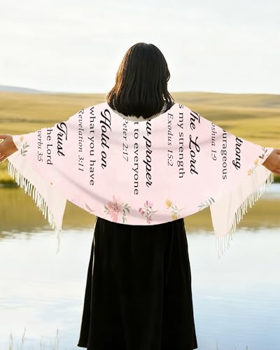 Bozidol Prayer Shawl for Women Christian Floral Cross Bible Verse Scarf Clothes for Christmas Mothers Day Birthday Gifts - color: Joshua 1:9