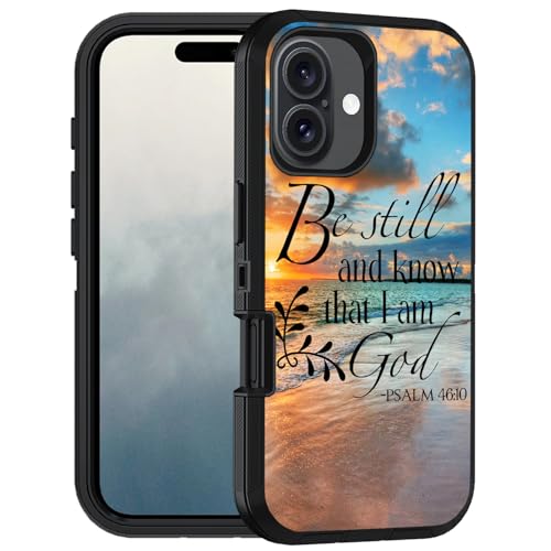 Designed for iPhone 16 Plus Case, Military Grade Heavy Duty 3-Layer Shockproof Drop Full-Body Protective Phone Cover for iPhone 16 Plus (6.7" 2024), Quotes Bible Verse Psalm 46:10 - color: Quotes Bible Verse Psalm 46:10, size: iPhone 16 Plus 6.7"