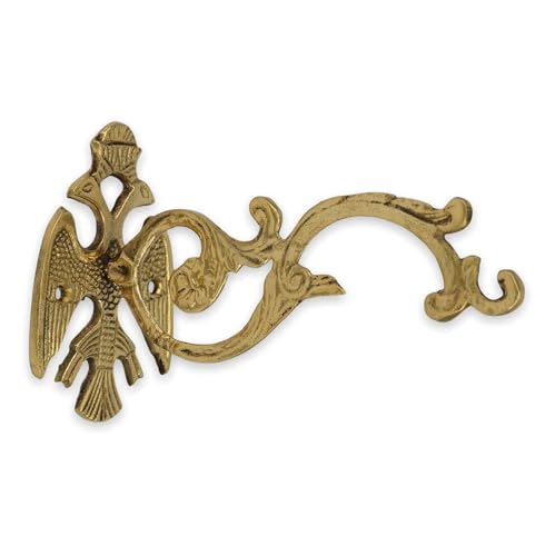 BlessedMart Byzantine Wall Mount Bracket for Orthodox Vigil Lamps 17cm (6.69″) - Metal Hook Holder for Vigil Lamps with Double-Headed Eagle Design