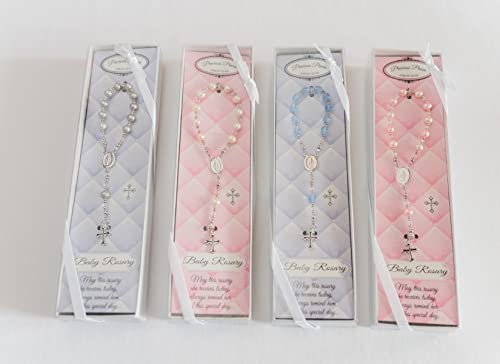 Precious Pieces Baby First Rosary .925 Silver or 14K Gold-Plated - color: Blue-SILVER