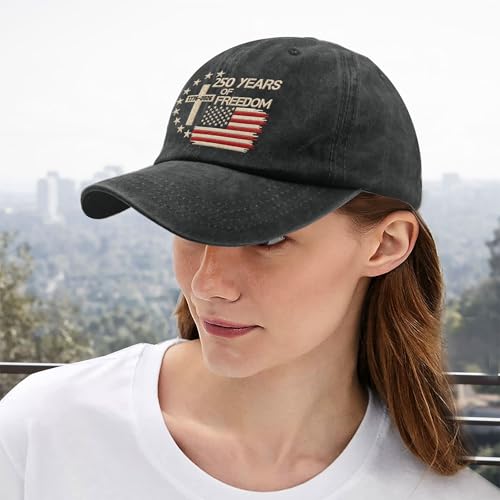 US 250th Anniversary Hat, Patriotic Embroidered Cap, 1776-2026 Freedom Celebration, 250 Years American History Gift Patriots - color: Us 250 Years Freedoms 1776-2026 250th Birthdaypigment Black1