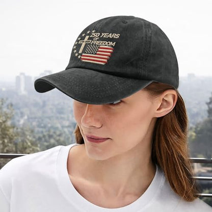 US 250th Anniversary Hat, Patriotic Embroidered Cap, 1776-2026 Freedom Celebration, 250 Years American History Gift Patriots - color: Us 250 Years Freedoms 1776-2026 250th Birthdaypigment Black1