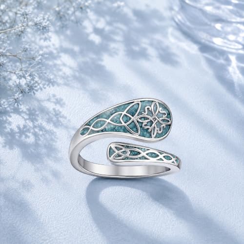Turquoise Spoon Rings Sterling Silver Spoon Jewelry Gift For Women - color: Witches Knot