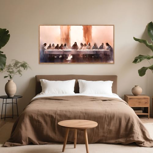 Aurlan The Last Supper Framed Canvas Wall Art 40x20 Inch - color: The Last Supper, size: 40"L x 20"W