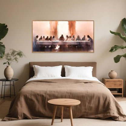 Aurlan The Last Supper Framed Canvas Wall Art 40x20 Inch - color: The Last Supper, size: 40"L x 20"W
