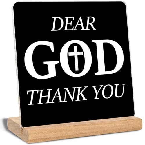 Christian Gifts for Women Men, Dear God Thank You Acrylic Plaque Signs, Office Home Desk Decor Signs(Black) - color: Dear God 1