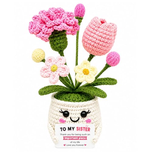 Crochet Flower Sister Birthday Gifts, Love You Sister Gifts - color: Sister