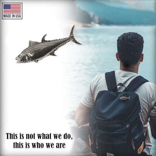 Bluefin Tuna Fish Pin, Pewter, Lapel, Hat, Pins, Brooch, Brooches, Jewelry, Gift, Handmade in the USA, 200 Fish Designs Available. S009Z - color: Antique Pewter