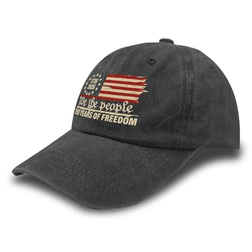 U.S. 250th Anniversary 250 Years Freedoms 1776-2026 Baseball Hats Funny - color: Pigment Black