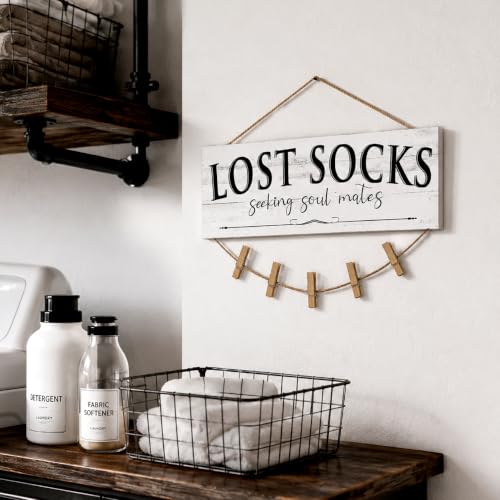Laundry Room Signs Lost Socks Hanging Decor Wall 6" x 14.5" - color: Lost Socks A