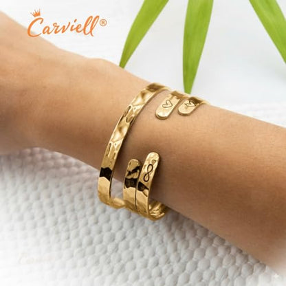 Carviell Bracelets for Women – 100+ Meaningful Engraved Messages – Solid 316L Surgical Stainless Steel Cuff Bracelet – Gift Ready - color: CHRISTIAN Gift - Be still, and know that I am God – Psalm 46:10