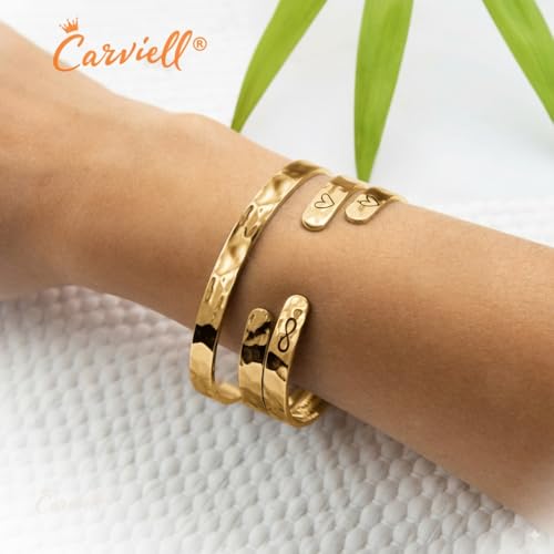Carviell Bracelets for Women – 100+ Meaningful Engraved Messages – Solid 316L Surgical Stainless Steel Cuff Bracelet – Gift Ready - color: CHRISTIAN Gift - Be still, and know that I am God – Psalm 46:10