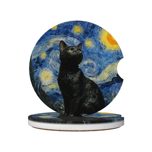 Cat 2 Pack Car Cup Holder Coasters Absorbent Ceramic Drink Coasters - color: Red