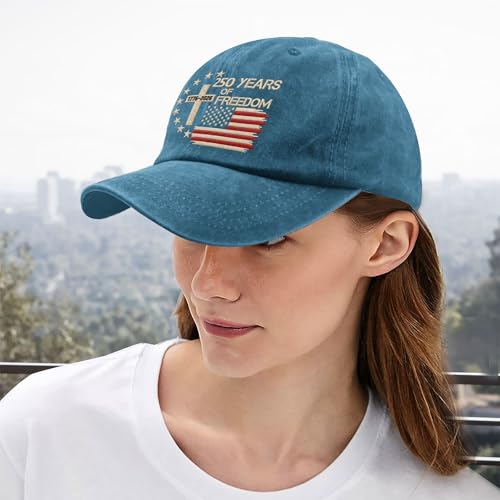 US 250th Anniversary Hat, Patriotic Embroidered Cap, 1776-2026 Freedom Celebration, 250 Years American History Gift Patriots - color: Us 250 Years Freedoms 1776-2026 250th Birthdaycyan1