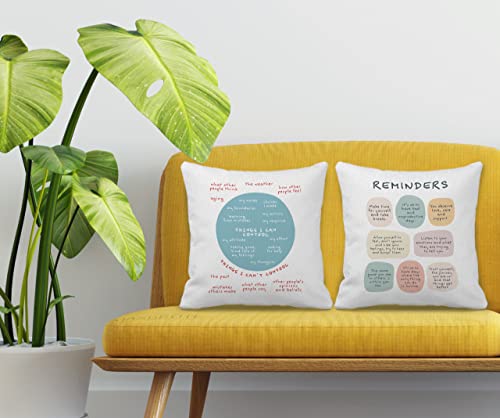 Nogrit Therapist Gifts, School Counselor Gifts, Mental Health Office Decor, Therapy Office Decor, Calming Corner Decor, Counselor Office Decor, Things I Can Control Pillow Covers 18x18 Set of 2 - color: Mental Health a