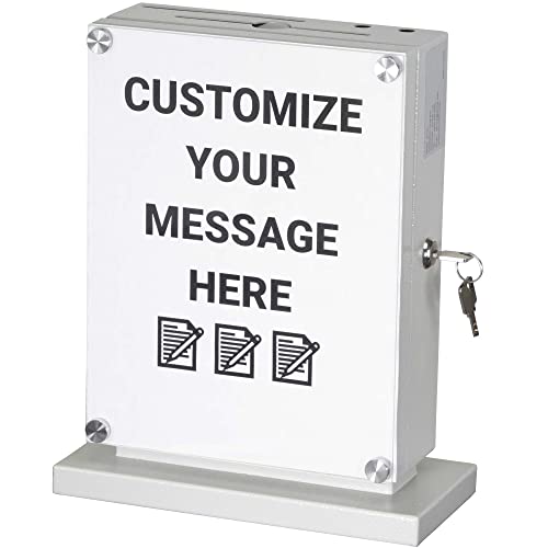 POCHAR Large Metal Suggestion Box With Slot and Lock, Safe Lock Tip Jar - color: White