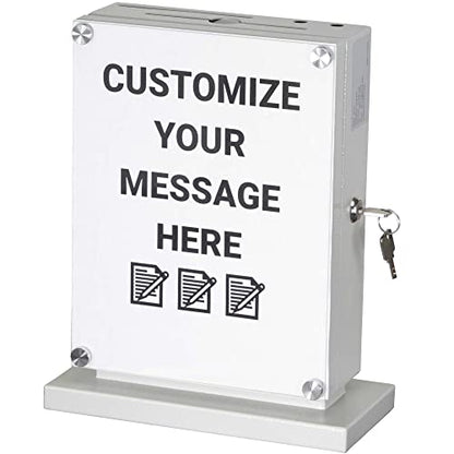 POCHAR Large Metal Suggestion Box With Slot and Lock, Safe Lock Tip Jar - color: White