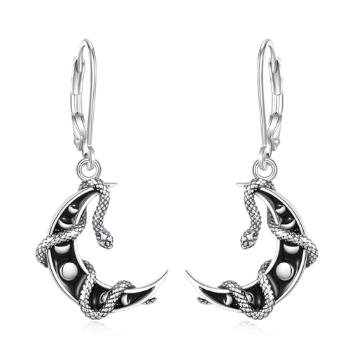 Vito Moonstone Turquoise Drop Earrings for Women, 925 Sterling Silver Hooks - style: Snake
