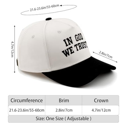 Embroidered Christian Two-Tone Baseball Cap for Men & Women, Adjustable Dad Hat Christmas Easter Gift - color: In God We Trust, Black/Beige