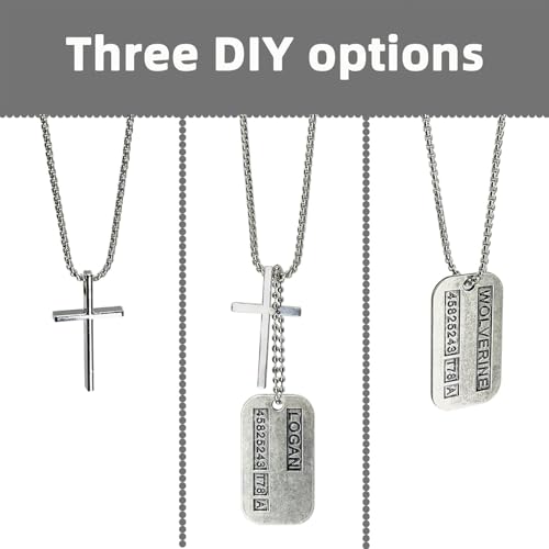 Wolverine Dog Tag and Cross Necklace for Men & Women, 3-in-1 DIY Jewelry