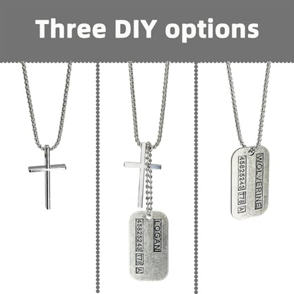 Wolverine Dog Tag and Cross Necklace for Men & Women, 3-in-1 DIY Jewelry