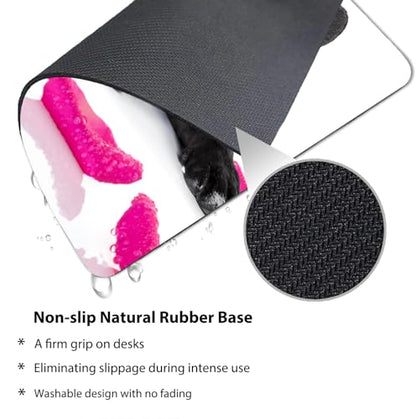 Cute Black French Bulldog with Pink Rose Mouse Pad, Funny Scene Desk Mat - color: Cute Colorful Art Rec3