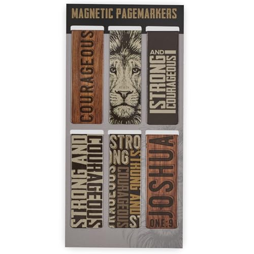 Christian Art Gifts Magnetic Scripture Bookmark/Pagemarker Set for Men - color: Strong & Courageous