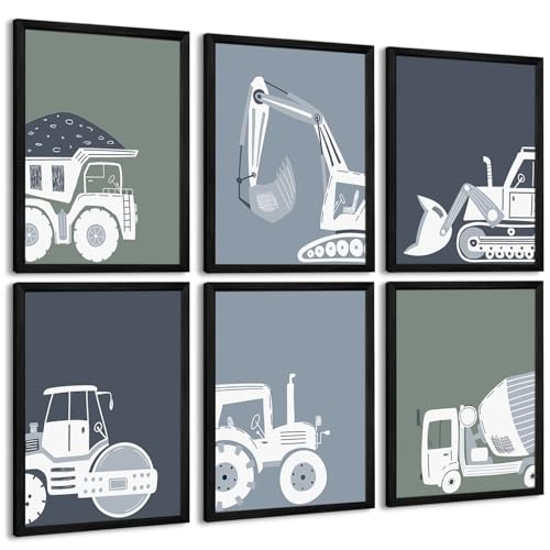 Pouydmi Construction Truck Wall Art Nursery Canvas Wall Decor Boys Room Wall Art Kids Car Posters Toddler Prints Nursery Artwork Excavator Tractor Pictures for Playroom Bedroom 8x10x6 Inch Unframed - color: Tractor Vehicle Art, size: 10"L x 8"W