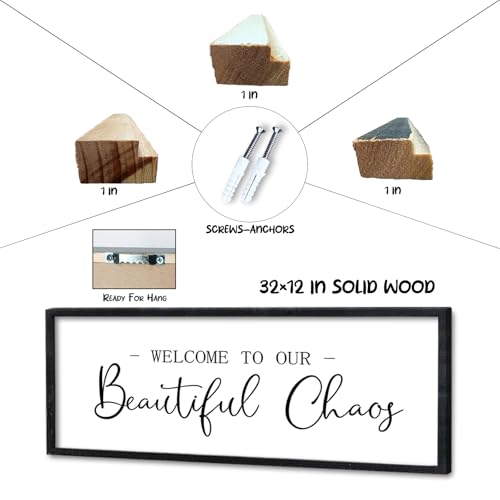 Surfapans Welcome To Our Beautiful Chaos Sign 32"×12" Black - color: Welcome To Our Beautiful Chaos（Black), size: 32"L x 12"W