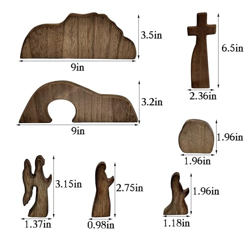 Empty Tomb Easter Scene for Christian Decoration, Easter Resurrection Scene - color: Brown-7pcs