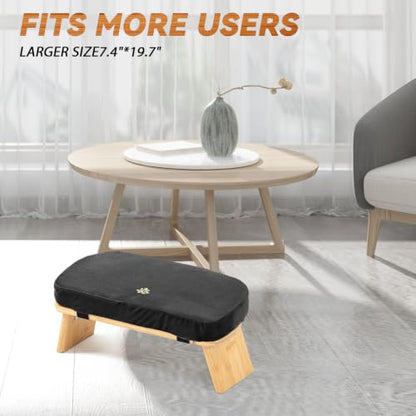 Large Bamboo Meditation Bench, Foldable Prayer Stool(Black & Bag) - color: Black & Bag