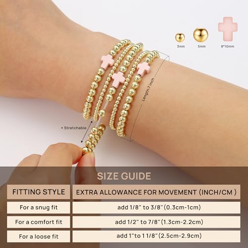 Yoosteel Gold Beaded Bracelets for Women Teen Girls, Gold Plated Jewelry - color: Bow beaded bracelets - 5pcs