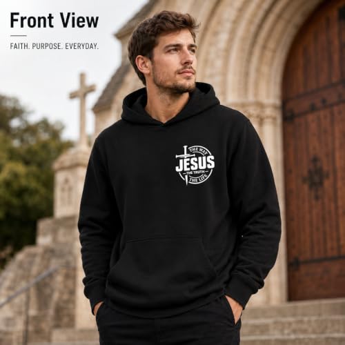 Jesus Sweatshirt For Men The Way The Truth The Life Christian Faith Hoodie - color: Black1, size: Small