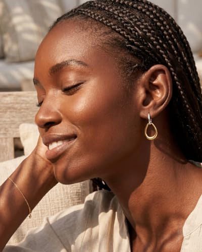 MUMREUES 14K Gold Earrings for Women Trendy Double Hoop Dangle Earrings - color: Sage & Two Tone