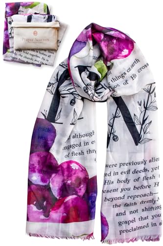 Firstfruits Prayer Shawl - 35x70 Scarf for Women with Scriptures and Grape Symbols Made