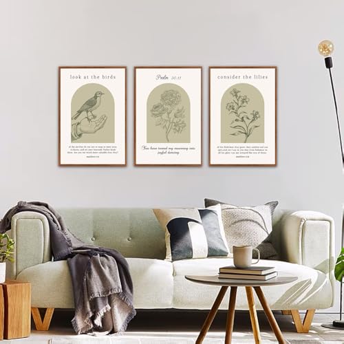 KAlRNE Religious Birds Scripture Picture Christian Wall Art Set-16’’X24’’X3 - color: bible, size: 16"Lx24"W
